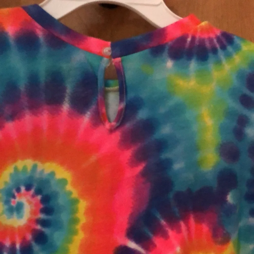 Hurley size 16 Tie Dye multi color rainbow short one piece jumpsuit romper